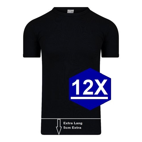 12-Pack Mega Voordeel  Beeren M3000 Heren T-shirt ronde hals Zwart Extra Lang
