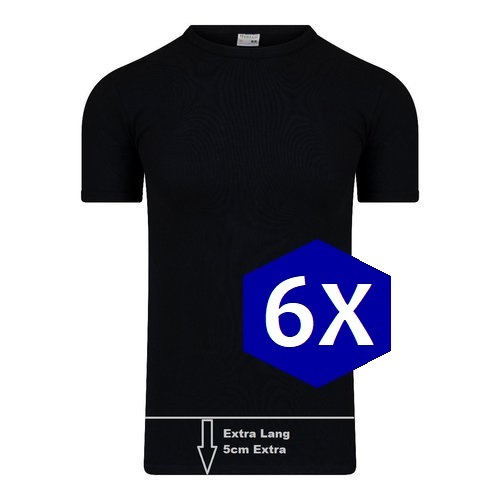 6-Pack Voordeel  Beeren M3000 Heren T-shirt ronde hals zwart Extra Lang